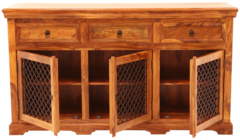 furniture-nabytek.cz - Rustikálna komoda z palisandru s kovovým opletením 160x45x90