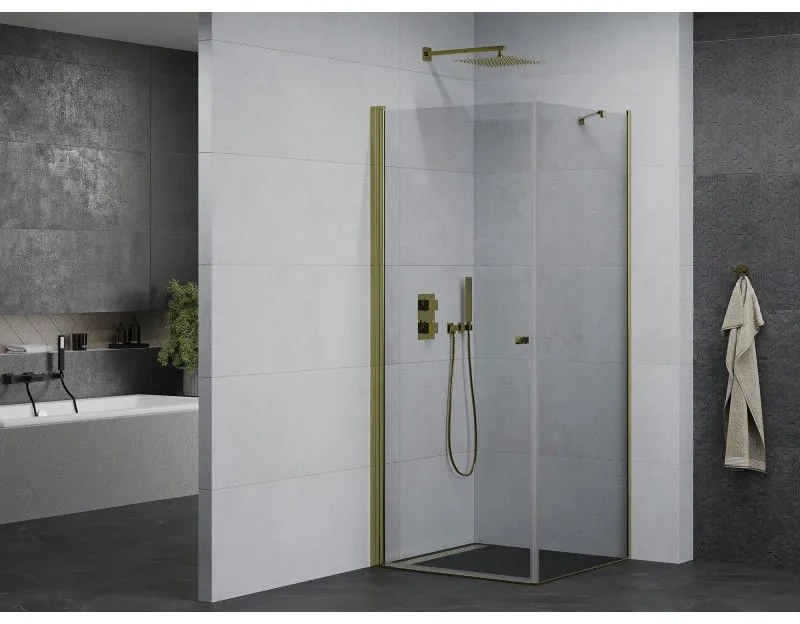 Mexen Pretoria sprchovací kút 70x70cm, 6mm sklo, zlatý profil-číre sklo, 852-070-070-50-00