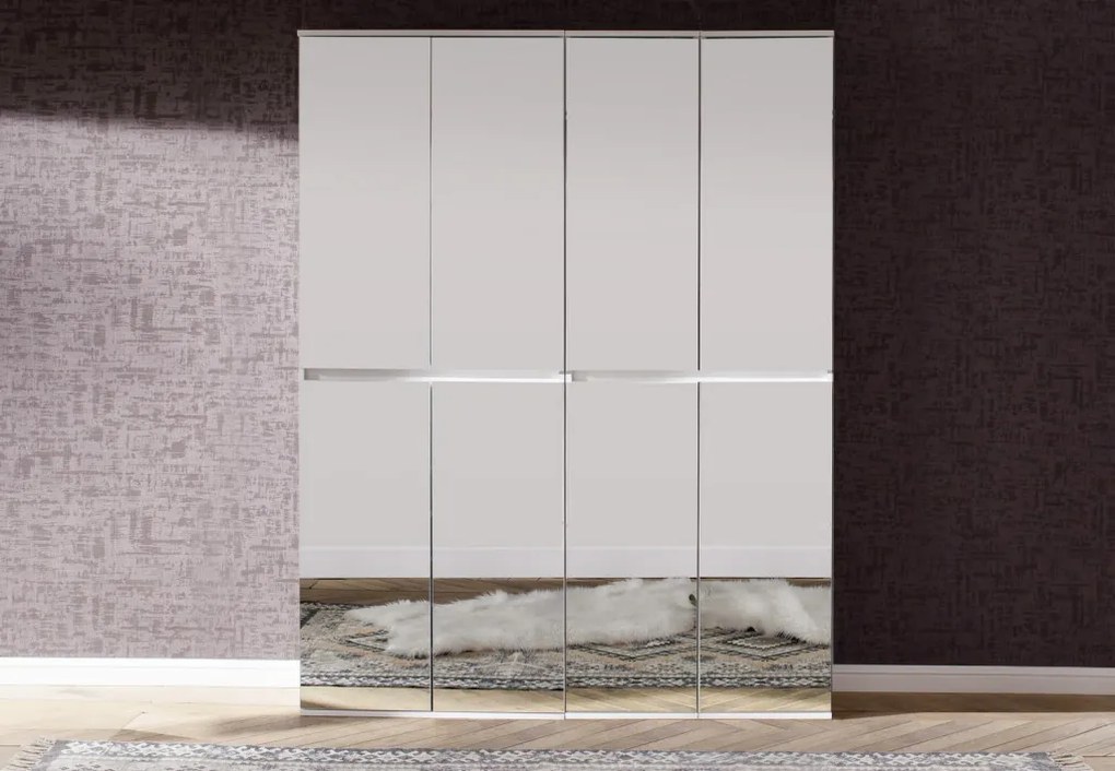 Zrkadlová viacúčelová skriňa s policami Mirror, 37 cm, biela