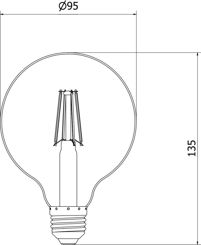 Mexen Vintis, LED žiarovka E27, G95, 6W, Teplá - 2200K, 450 lm, dymová - L157-E27-0622-70