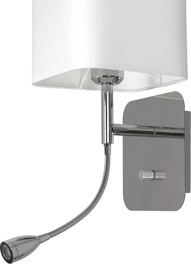 Nástenné svietidlo Napoli, 1x biele textilné tienidlo + 1xLED 1w, ch