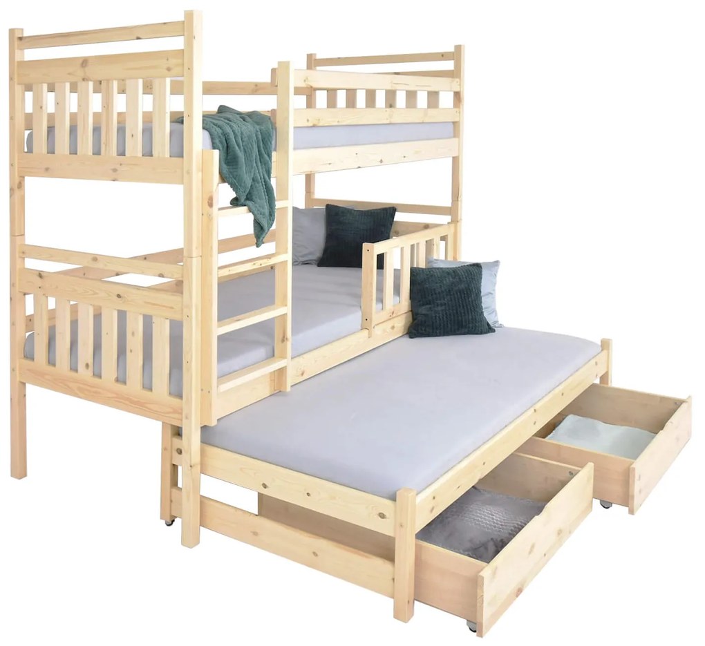 FA Petra 5 200x90 poschodová posteľ s prístelkou Farba: Jelša (+44 Eur), Variant rošt: S roštami