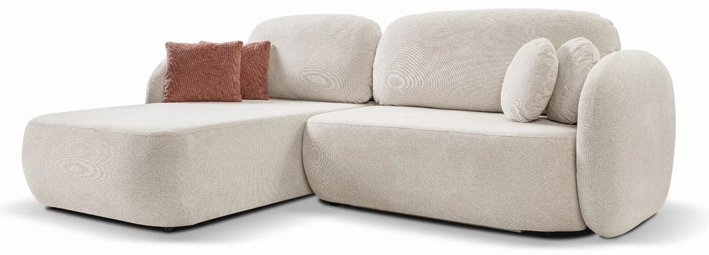 Rohová rozkladacia sedačka Olio - krémová Strana: Pravá