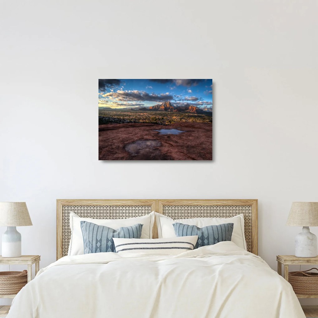 Sklenený obraz hôr (70x50 cm)