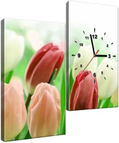 Obraz s hodinami Červené tulipány 60x60cm ZP2181A_2J