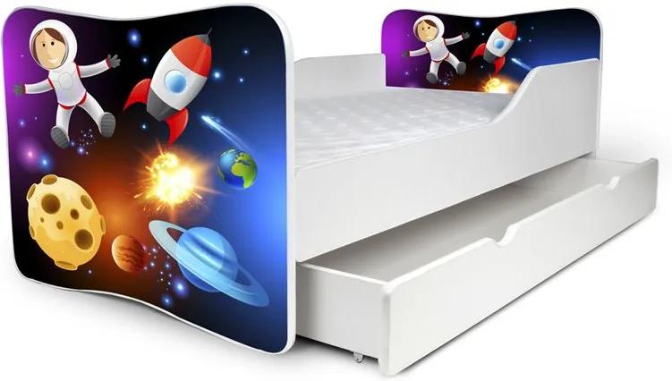 MAXMAX Detská posteľ so zásuvkou VESMÍR + matrac ZADARMO