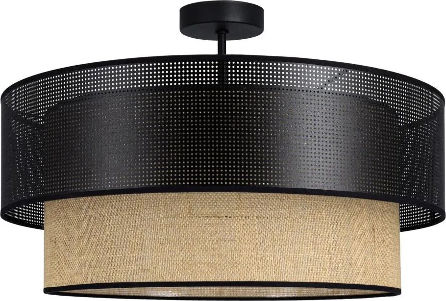 Prisadený luster BORHO 1xE27/60W/230V priemer 40 cm čierna/juta