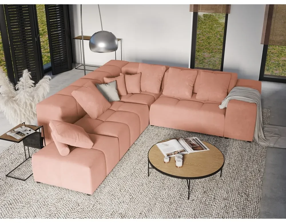 Ružový zamatový vankúš k modulárnej pohovke Rome Velvet - Cosmopolitan Design