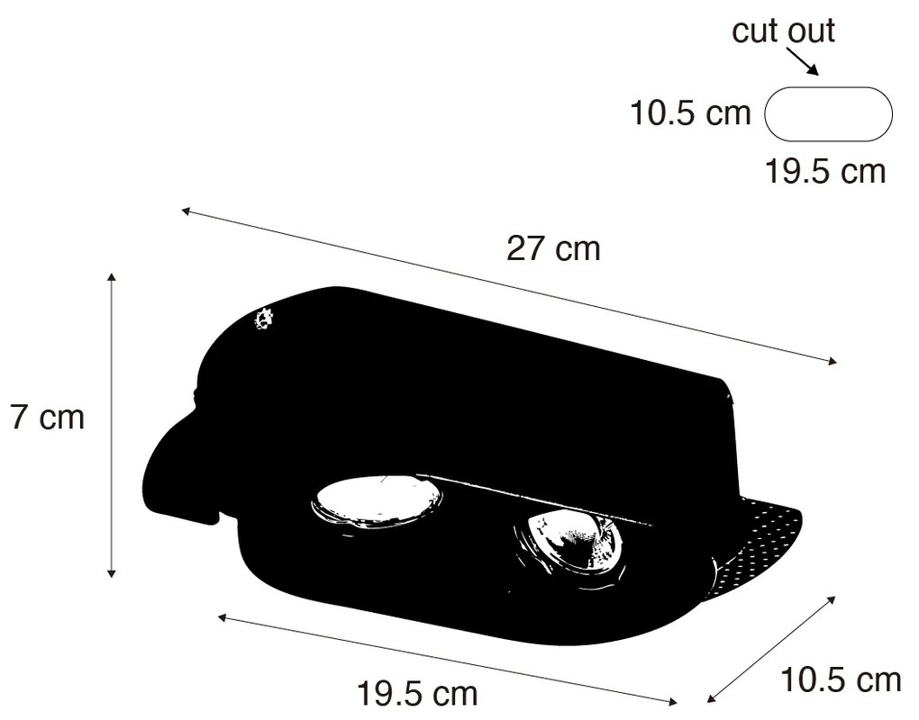 Sada 6 zaoblených zapustených bodových svetiel biela GU10 50 mm 2-svetlá - Hubs