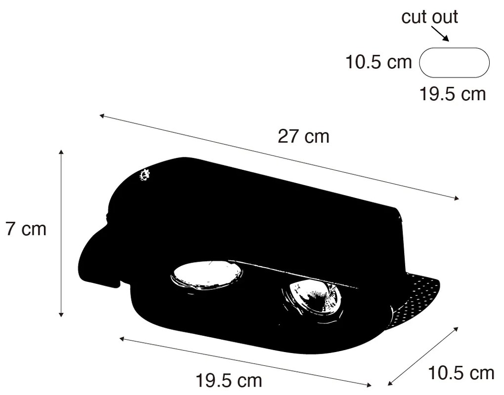 Zaoblené zapustené bodové svietidlo biele GU10 50 mm 2-svetlové - Hubs
