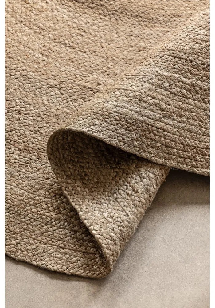 Obojstranný jutový okrúhly koberec v prírodnej farbe ø 100 cm Braided Grey – Hanse Home