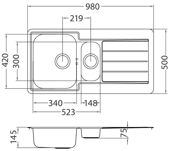 ALVEUS 1082440 - Kuchynský drez LINE 98x50 cm matná oceľ/satén