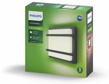 Philips 17394/93/P3 Petronia Vonkajšie nástenné LED svietidlo 19 cm, antracit