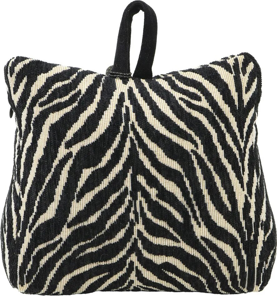 Krémovo-čierna bavlnená dverná zarážka Zebra - 10*21*17cm