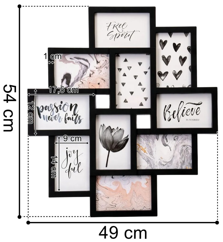 Fotorámik EVITA 10 fotografií čierny