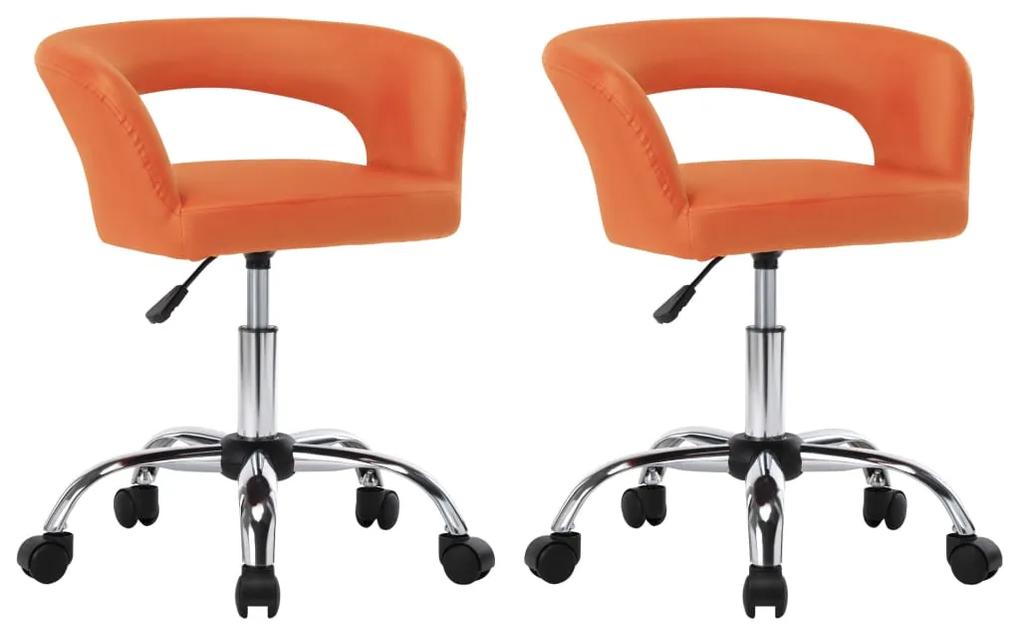 vidaXL Jedálenské stoličky 2 ks oranžové umelá koža