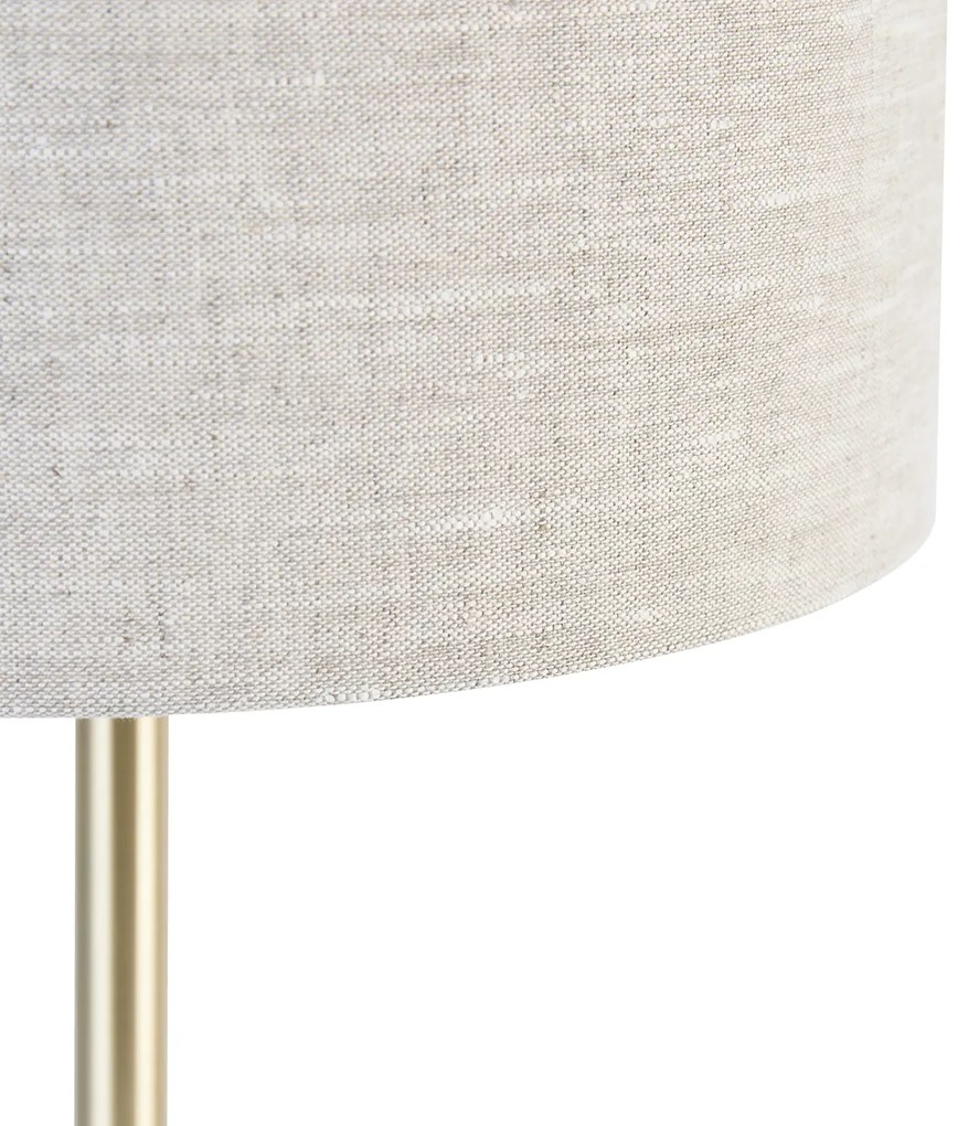 Klasická stolová lampa mosadzná so svetlosivým tienidlom 35 cm - Simplo