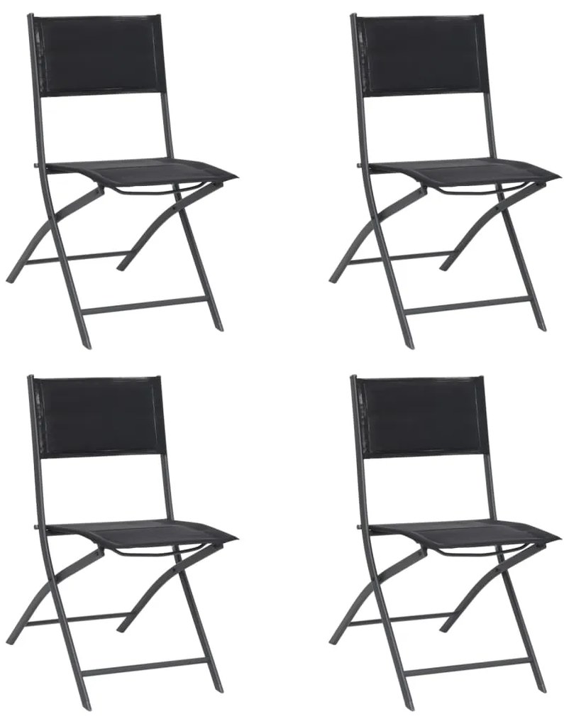 Skladacie vonkajšie stoličky 4 ks oceľ a textilén