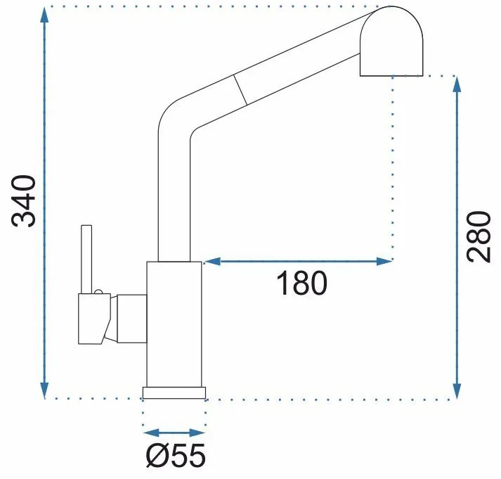 Rea Troy, stojanková kuchynská batéria 34 cm, čierna matná, REA-B6300
