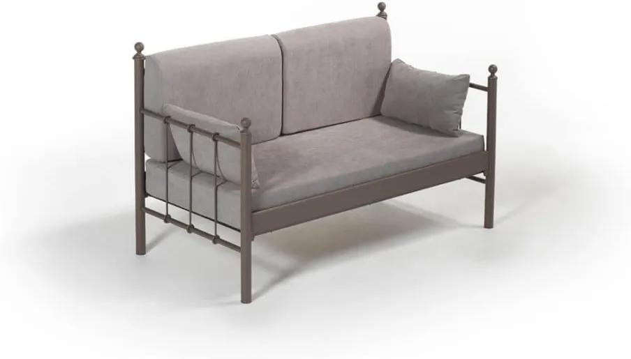 Sivá dvojmiestna vonkajšia sedačka s hnedou konštrukciou Lalas DK, 76 × 149 cm