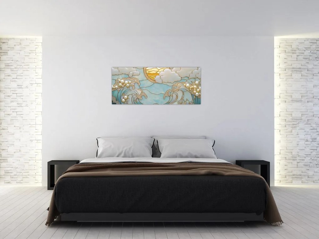 Obraz - 3D perly v oceáne (120x50 cm)