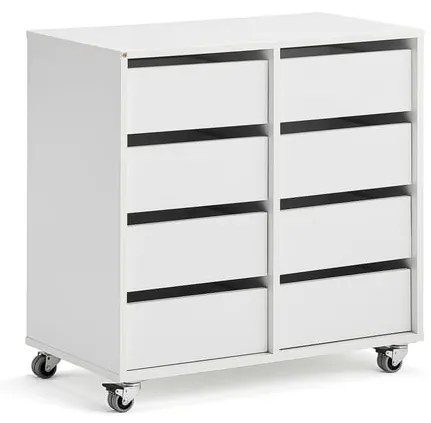 Študentská úložná skrinka CASPER, 8 zásuviek, biela