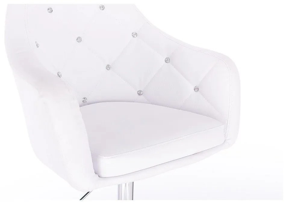 LuxuryForm DESIGN Barová stolička ROMA na zlatej hranatej podstave - biela