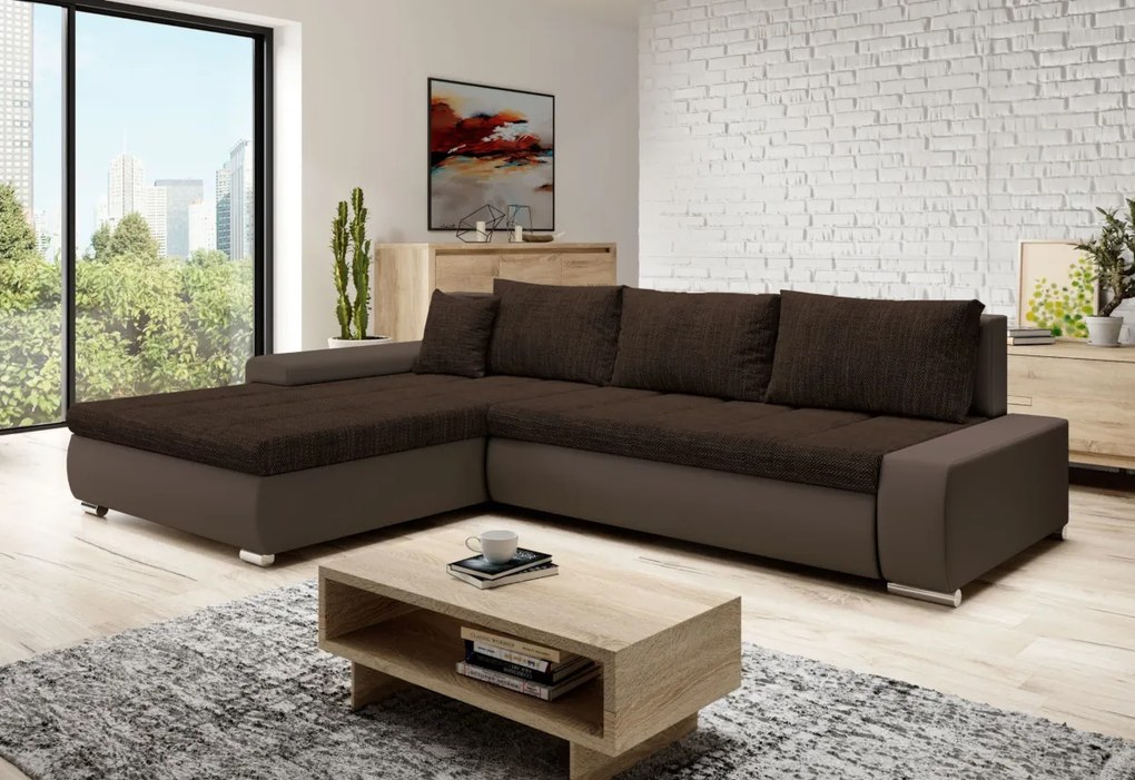 Rohová sedacia súprava TOSCANIA, 297x80x214, berlin 02/čierna ekokoža, pravá