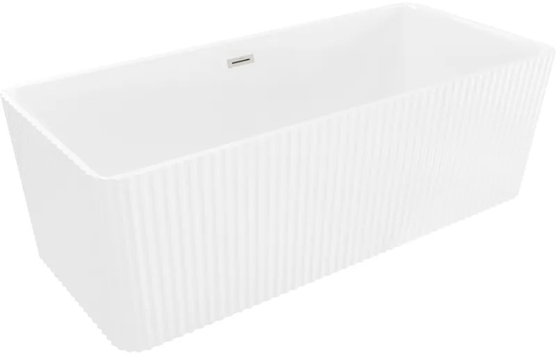Mexen Nila, voľne stojaca ryhovaná vaňa 170 x 75 cm, biela lesklá, oceľový prepad, 52841708000-97