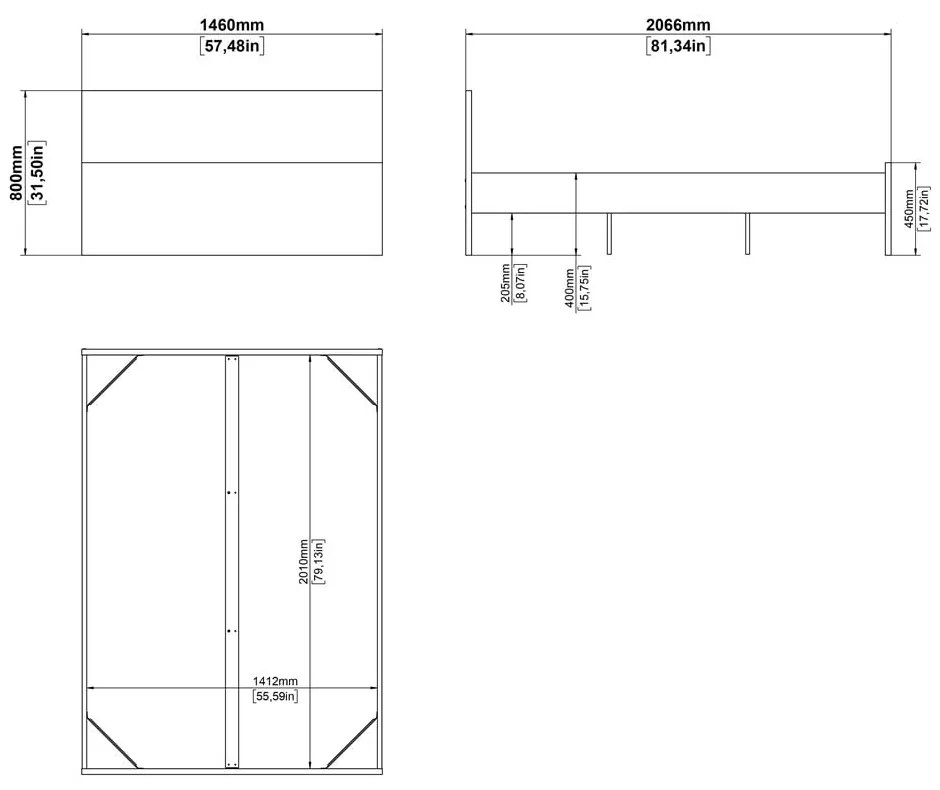 Dvojlôžková posteľ v dekore duba bez roštu 140x200 cm v prírodnej farbe Naia – Tvilum