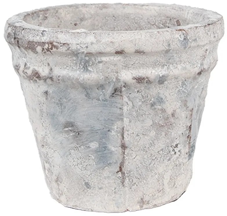 Bielo-sivý antik terakotový kvetináč Teracci S - Ø 10*8 cm