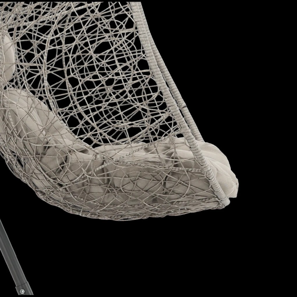 CH ZÁVESNÁ STOLIČKA, ŠEDÁ, VANKÚŠ – ŠEDÝ, RÁM – TMAVOSÉRY 115 X 90 X H67 CM