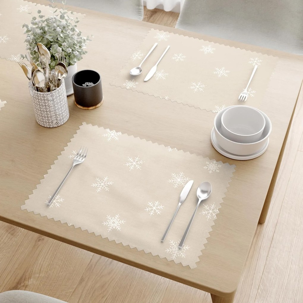 Goldea vianočné prestieranie na stôl teflónové - snehové vločky na latte - sada 2ks 30 x 40 cm