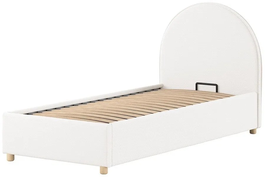 Biela čalúnená jednolôžková posteľ s úložným priestorom s roštom 90x200 cm Moon – Vipack