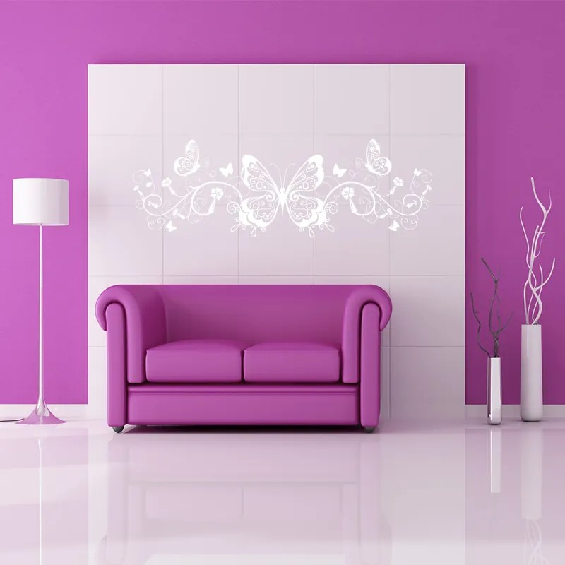 Sablio Samolepka na stenu: Motýlí ornament 2 - 120x40 cm