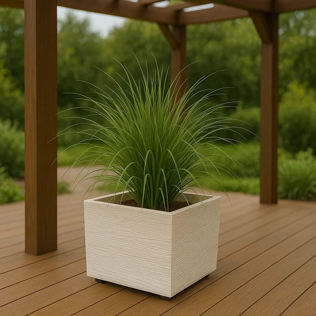 Kvetináč MADERA SQUARE ECO WOOD 28,8 cm , biely