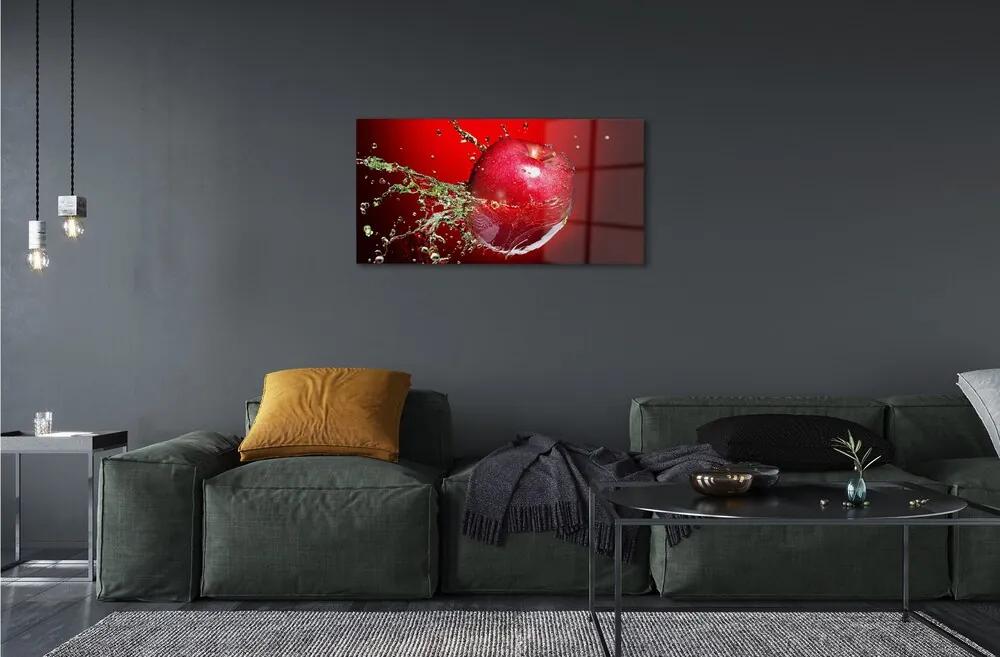 Obraz na skle jablko kvapky 120x60 cm