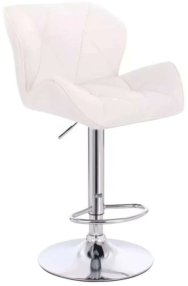 LuxuryForm DESIGN Barová stolička MILANO VELUR na striebornom tanieri - biela