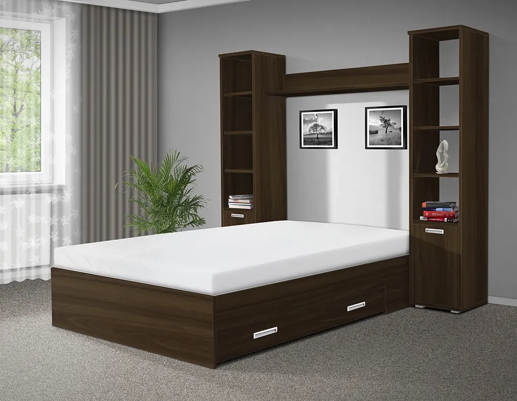 Nabytekmorava Posteľ Kora 180x200 cm farba lamina: Biela, prehoz a vankúše: béžové
