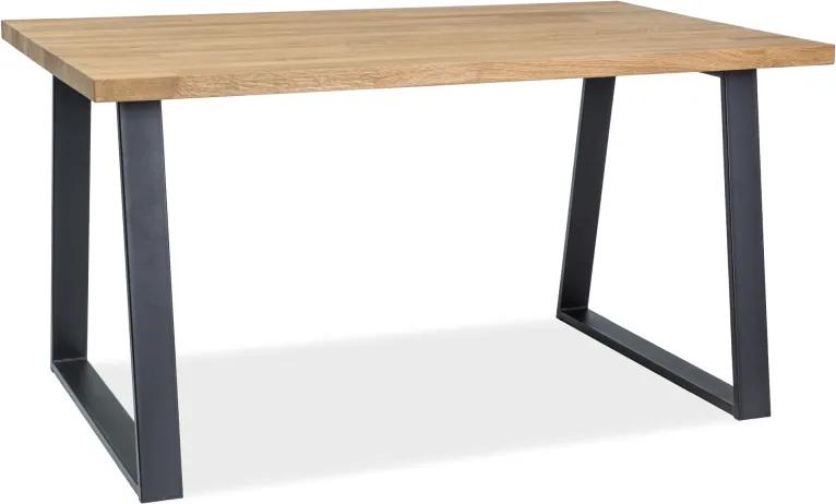 Čierny jedálenský stôl s dubovou doskou RONALDO 180x90