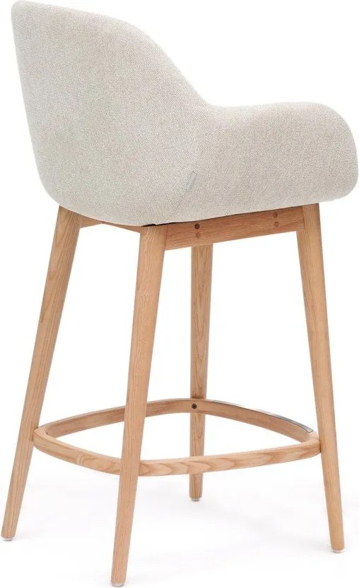 Béžová čalúnená barová stolička s podrúčkami (výška sedadla 66 cm) Konna – Kave Home