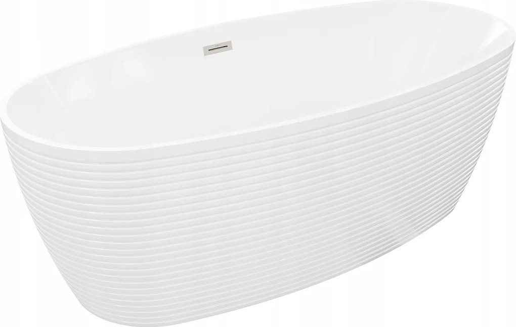 Mexen Lira voľne stojaca vanňa 170x80 biela, niklovaná povrchová úprava