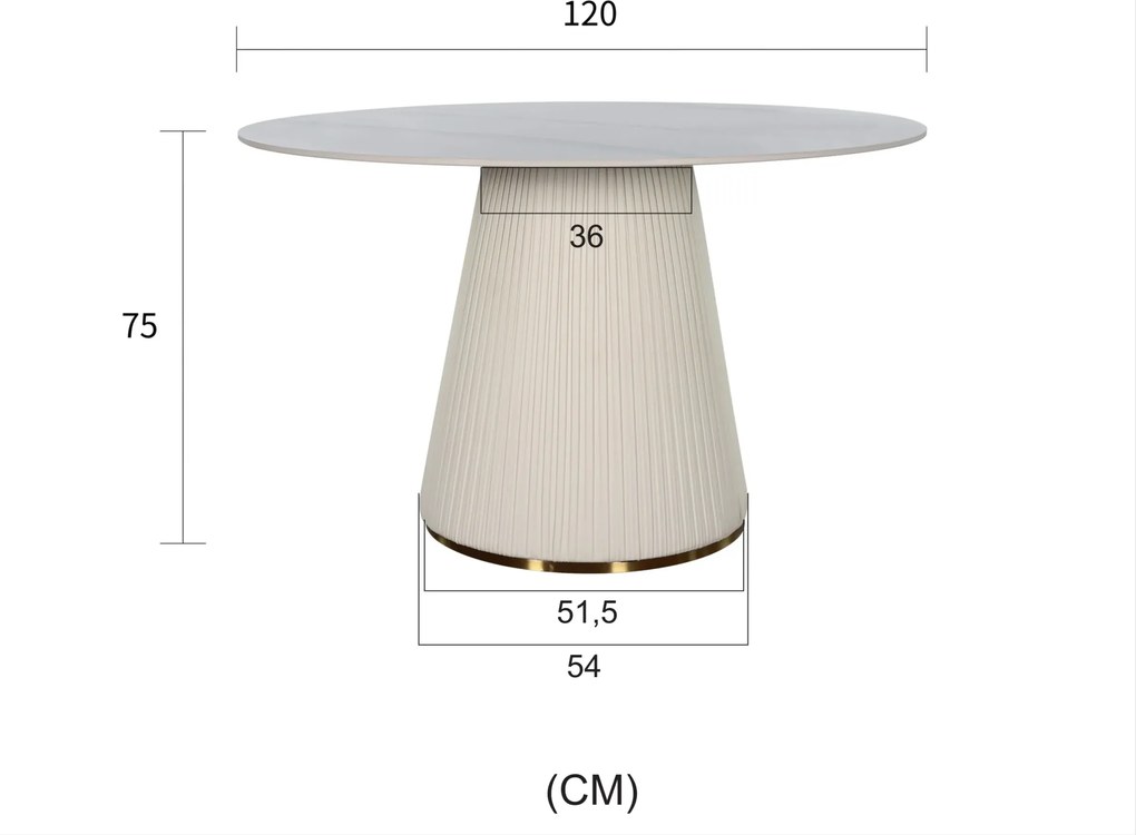 Jedálenský stôl Modig 120 cm eko koža ecru/mramor