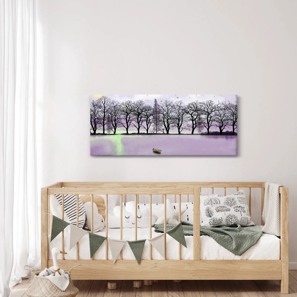 Obraz - Pramice na jazere (120x50 cm)