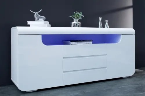 Komoda 37868 150cm LED Biely vysoký lesk-Komfort-nábytok