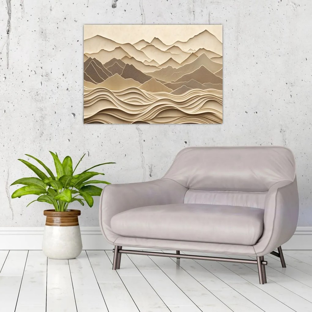 Sklenený obraz - 3D línia hôr (70x50 cm)