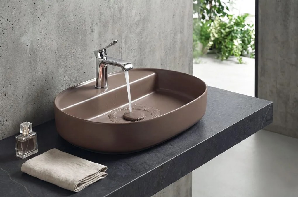 Isvea Isvea, INFINITY OVAL keramické umývadlo na dosku, 60x40cm, taupe, 10NF65060-2H