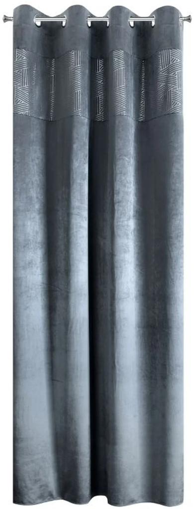 Hrubý sivý záves s dekoračnou vrchnou časťou 140 x 250 cm