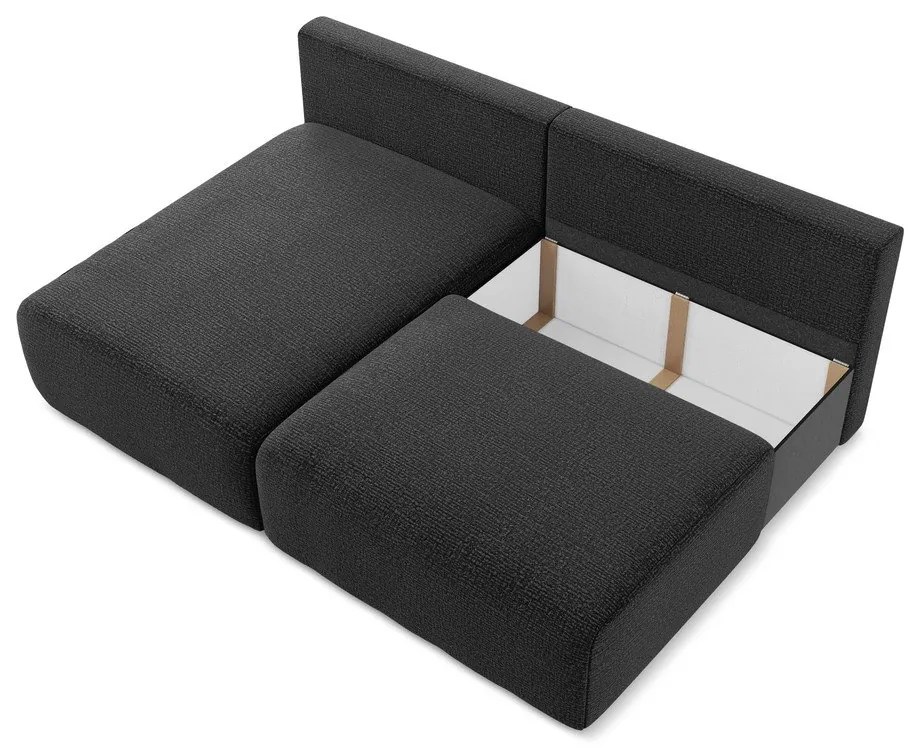 Čierna rozkladacia/s úložným priestorom rohová pohovka (ľavý roh) Kalena – Makamii