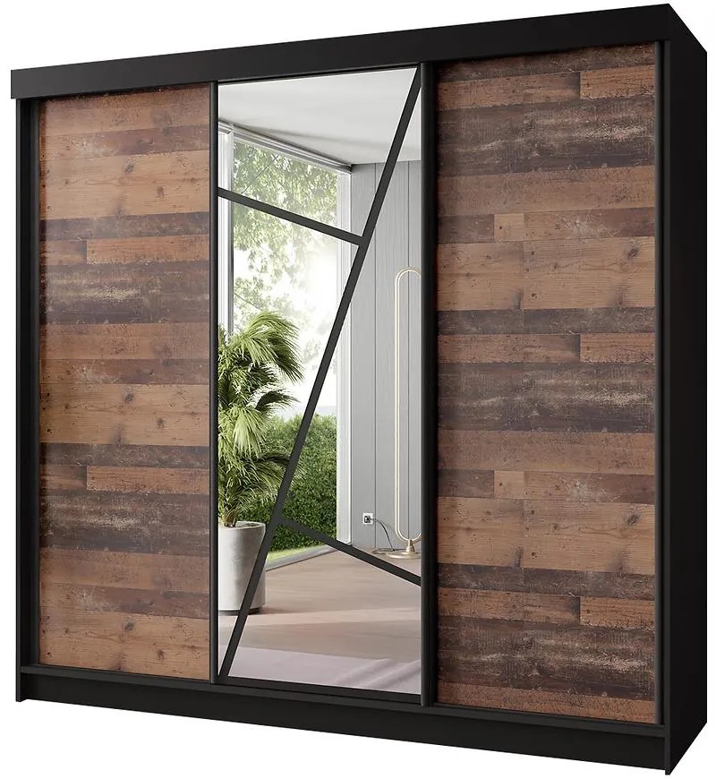 Skriňa Vena 200 čierna + old style